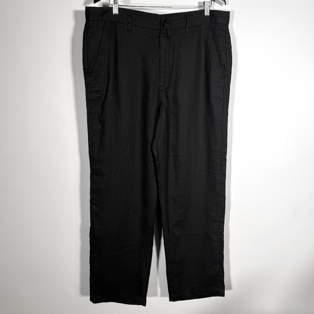 H&M - Premium Linen Relaxed Fit Pants Black Size 36 - New with Tags
